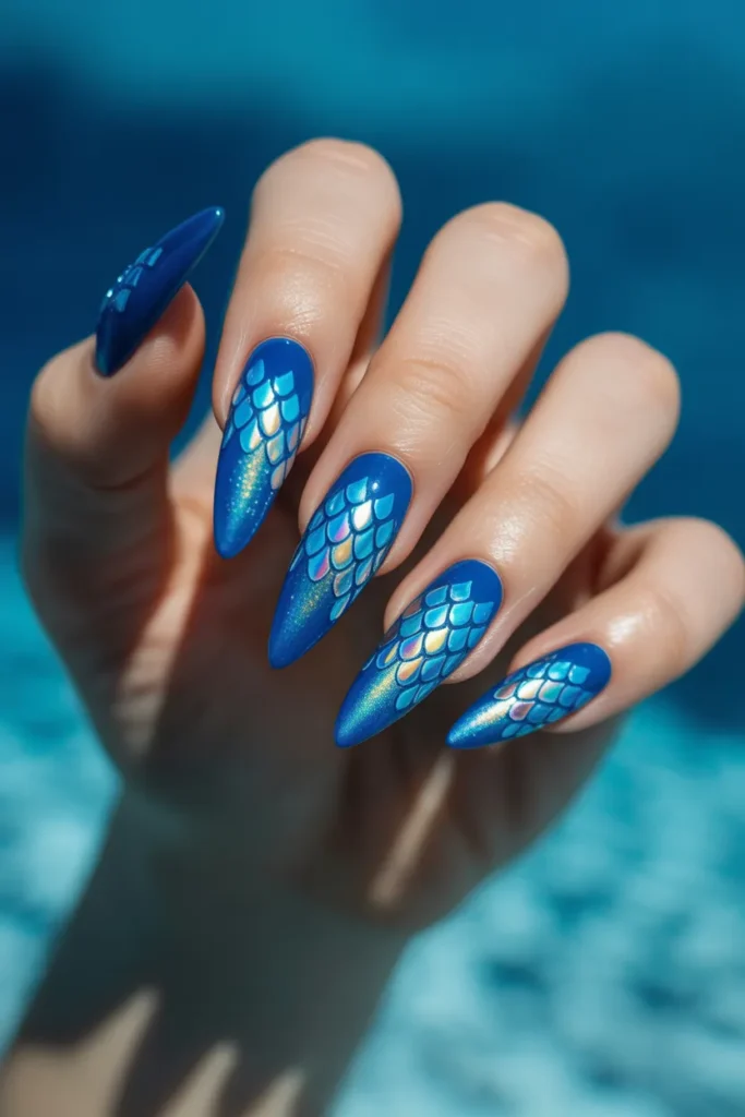 Blue Gradient with Mermaid Scales