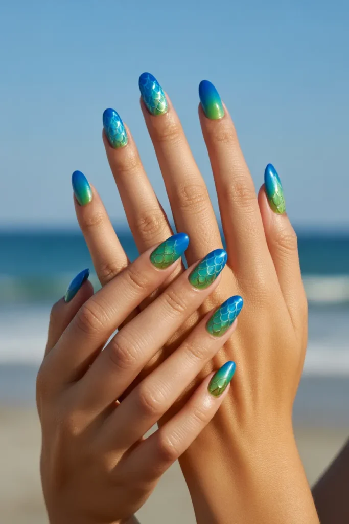 Blue to Green Ombre with Scales