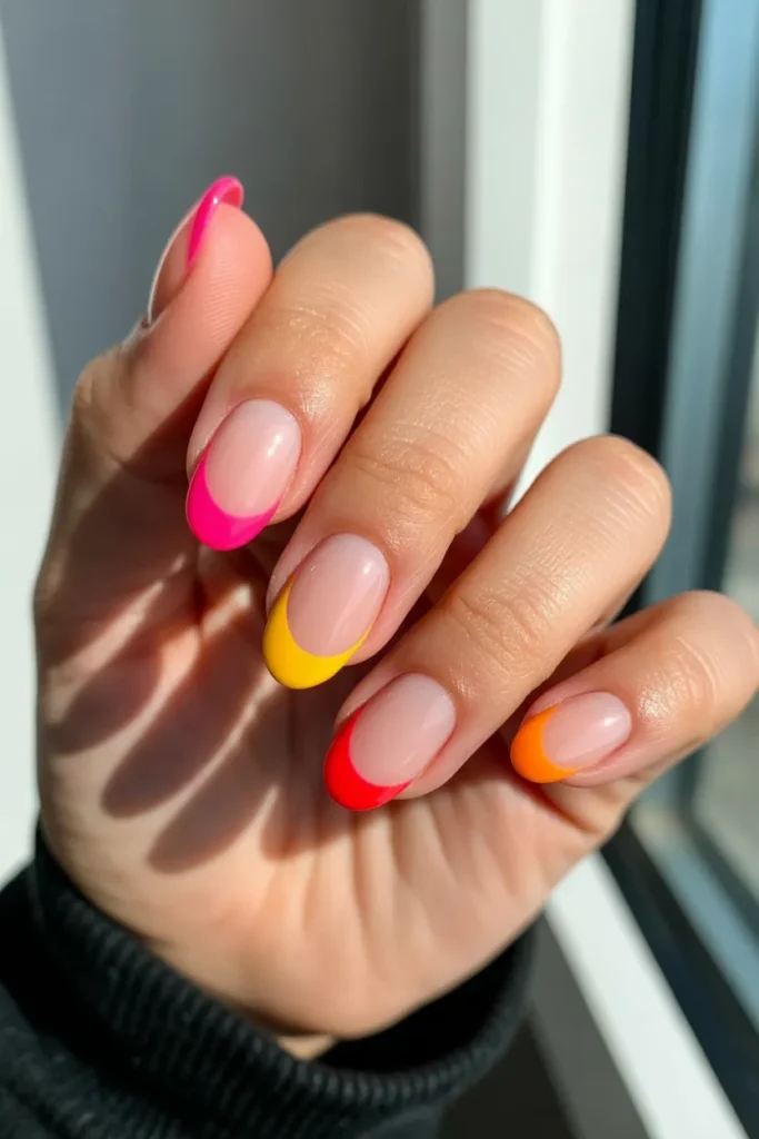 Bold Colour French Curve Nails
