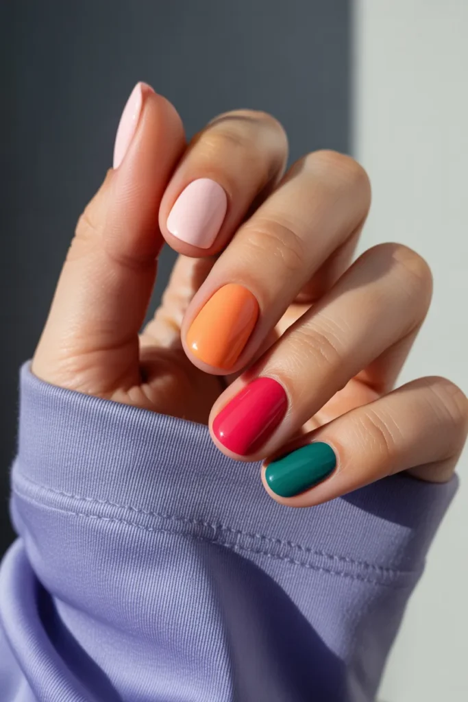 Bold Colour Mix-and-Match Nails