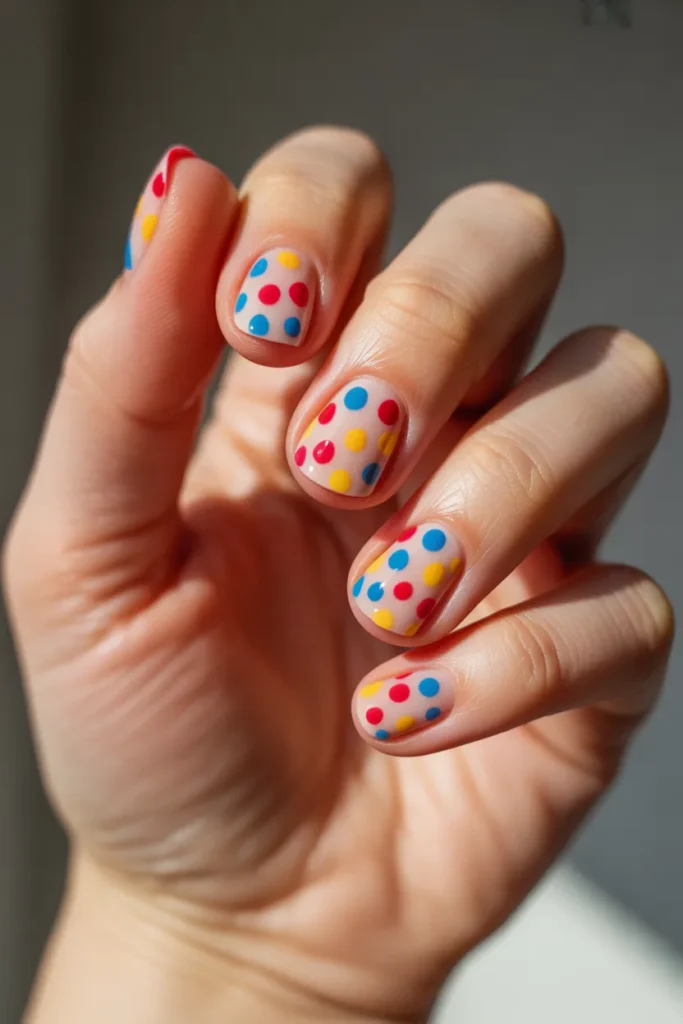 Bright Polka Dot Nails