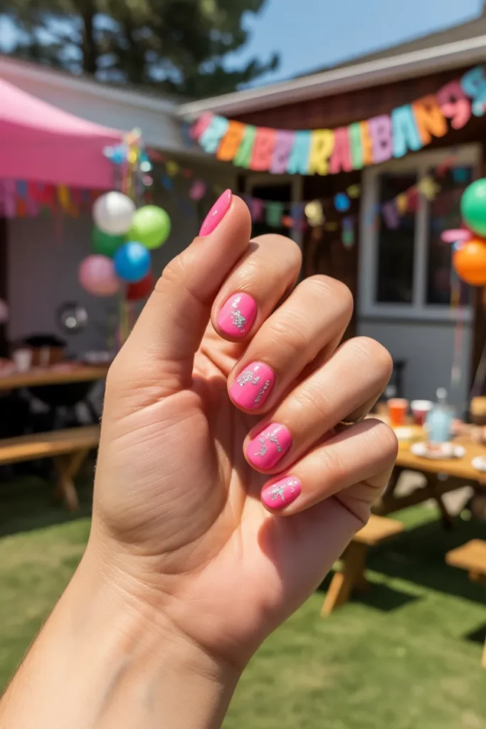 Bubblegum Pink with Silver Confetti