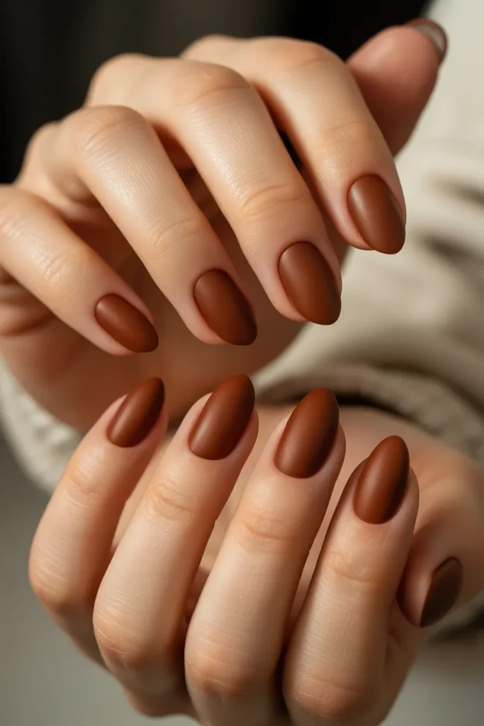 Chestnut Brown Matte Nails