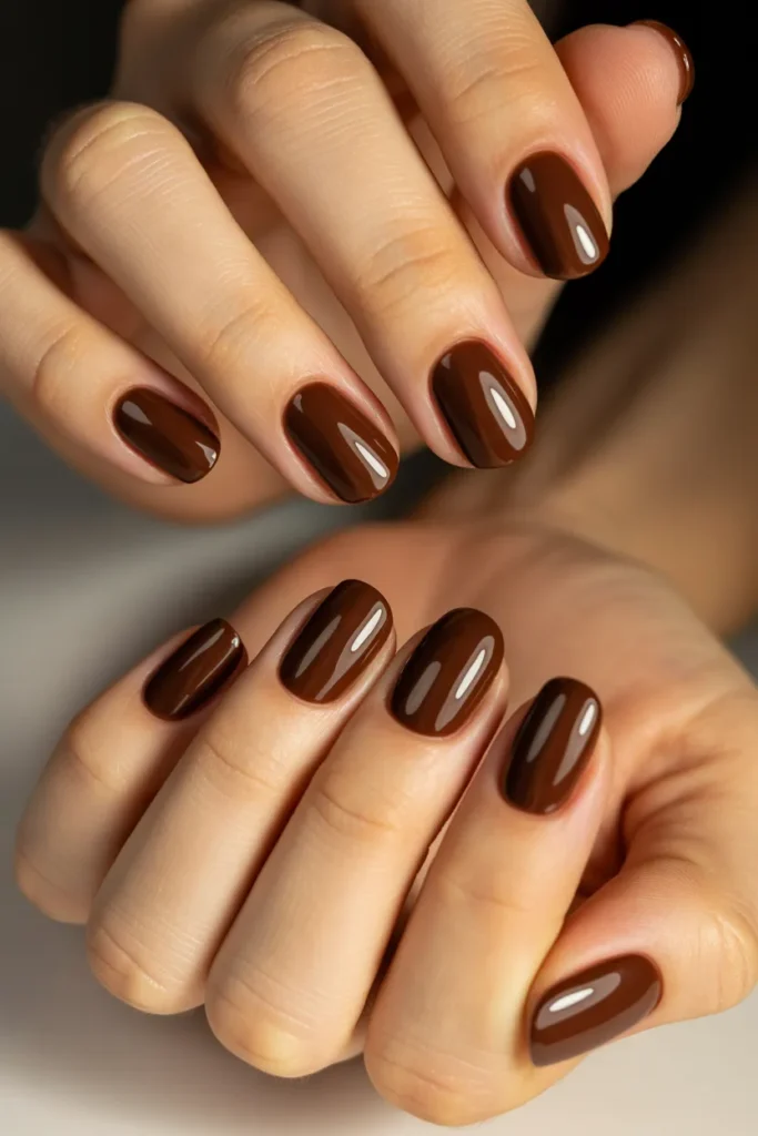 Cocoa Brown Gloss Nails