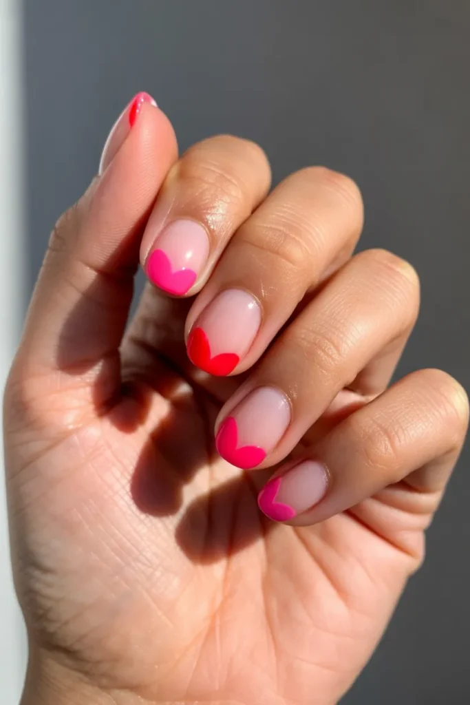 Colourful Heart Accent Nails