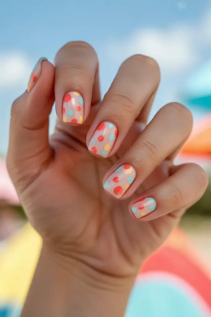 Coral and Aqua Polka Dots