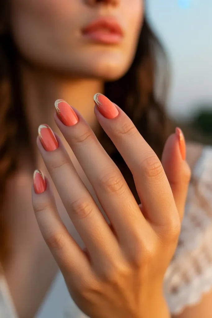 Coral with Gold Accents