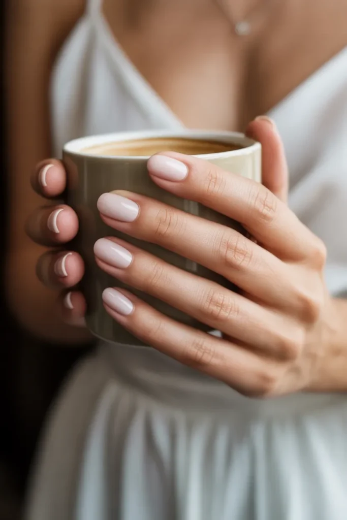 Creamy Latte Nails with Rounded Shape