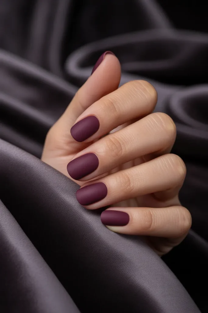 Deep Plum Velvet Nails