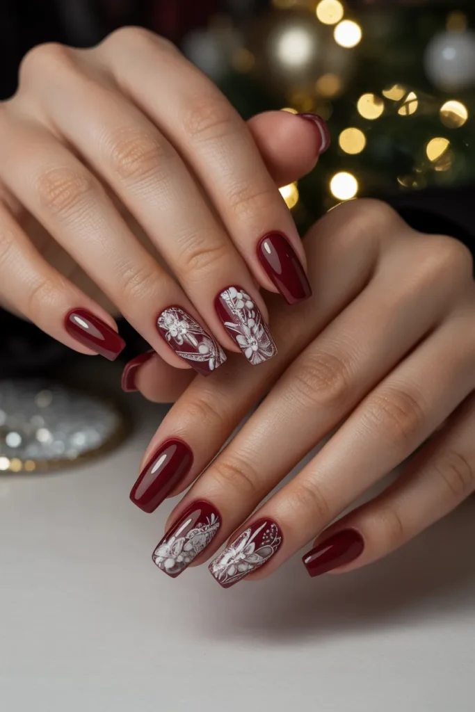 Deep Red with Lace Detailing