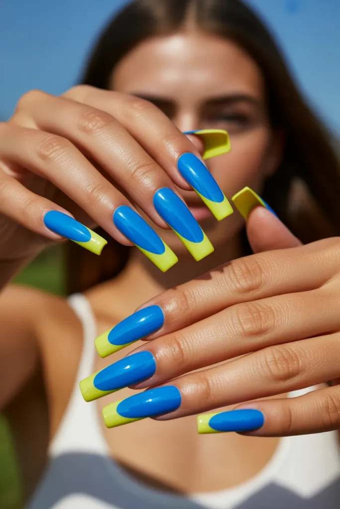 Electric Blue with Neon Yellow Tips