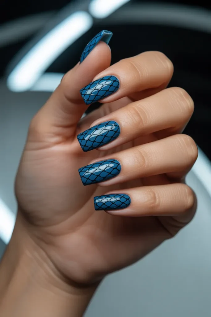 Fishnet Overlay with Sea Blue Base