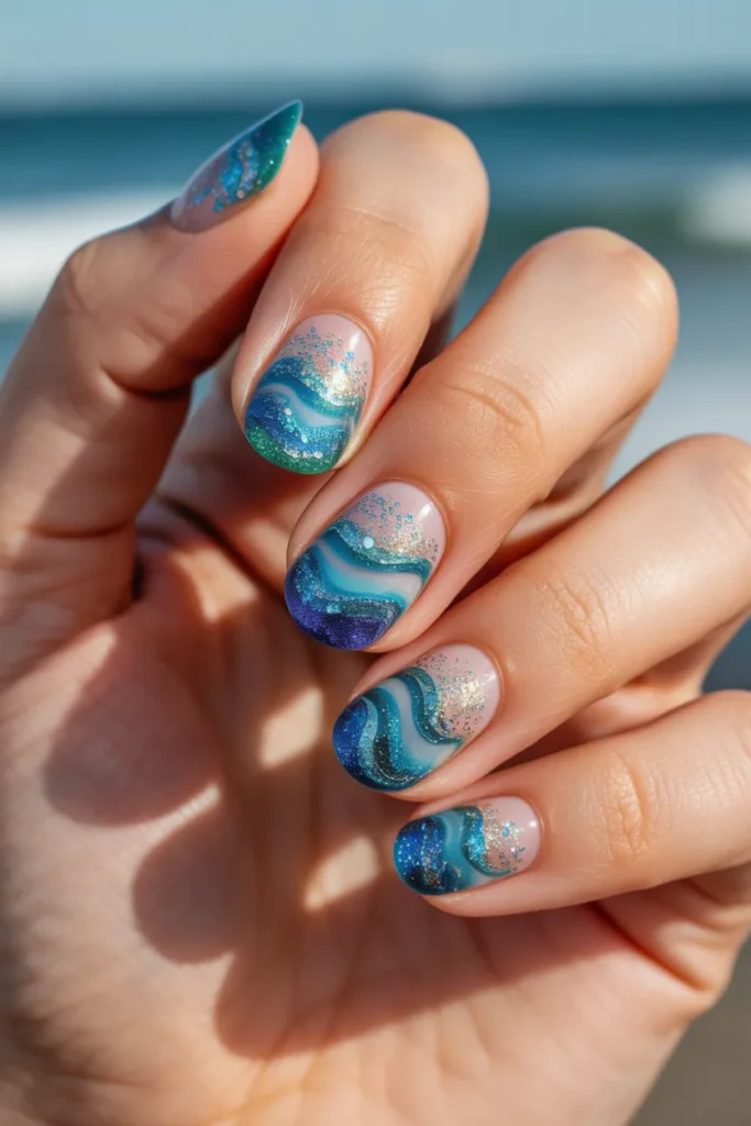 Glittery Ocean Waves