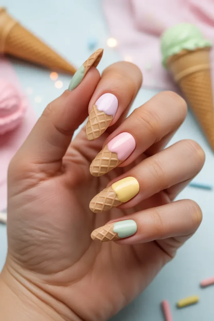 Ice Cream Cone Nails
