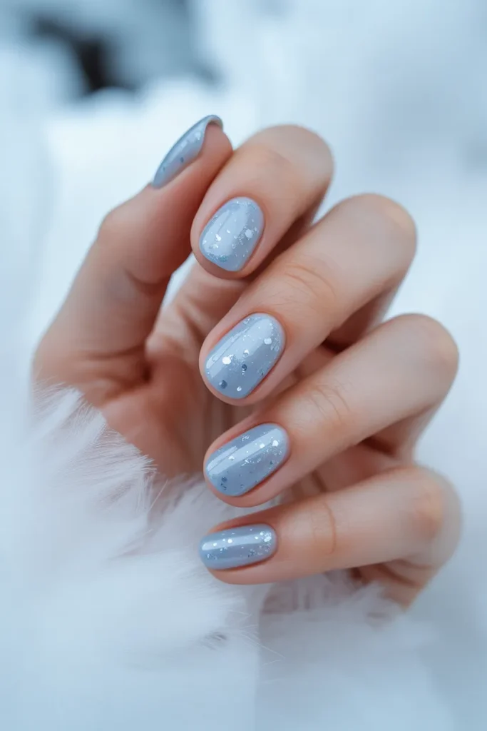 Icy Blue Glitter Nails