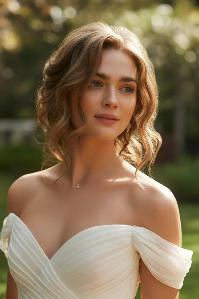 Soft Loose Curls with a Side Part