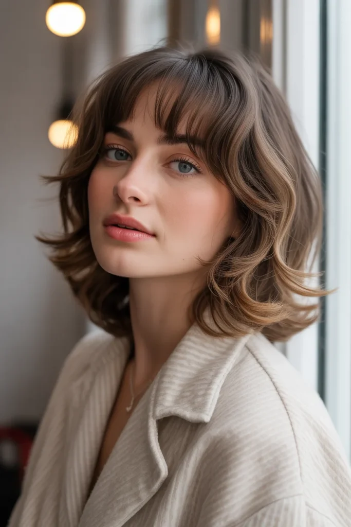 The Modern Shag with Curtain Bangs