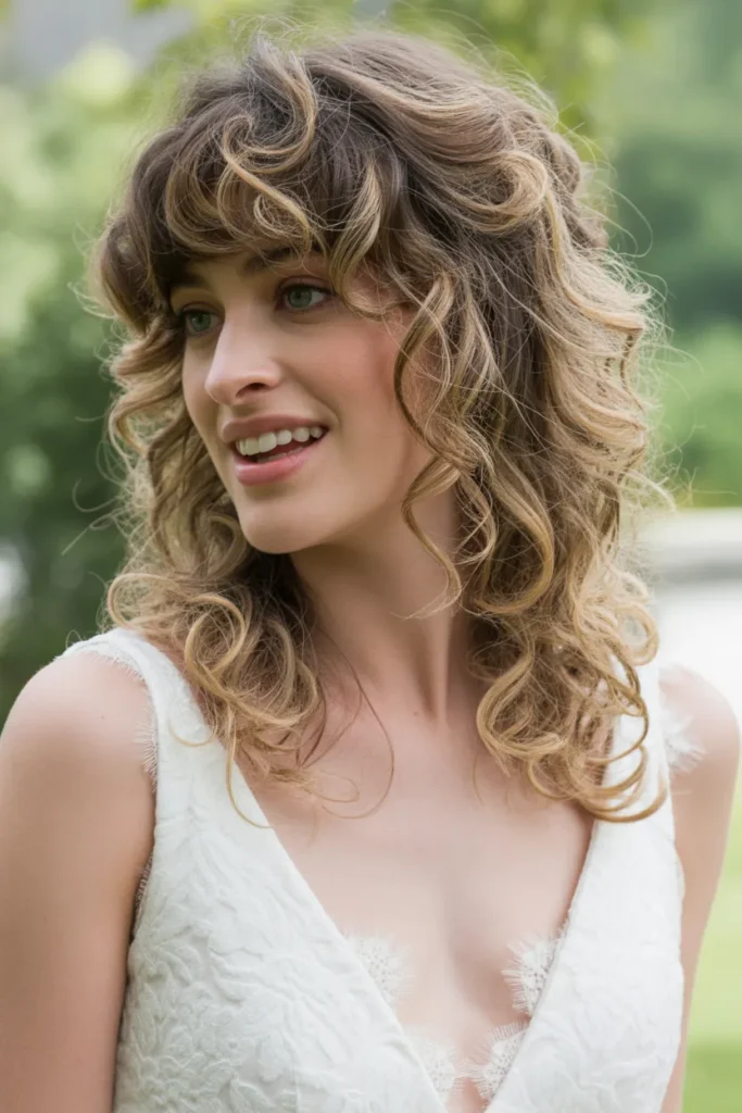 Layered Bangs with Loose Curls