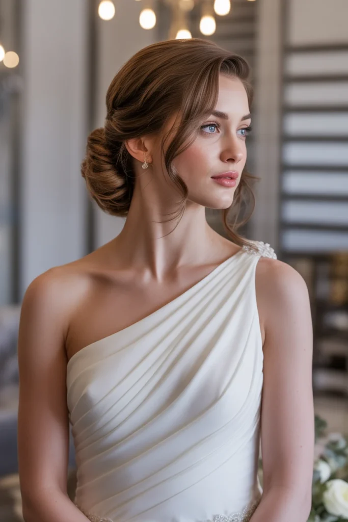 Loose Curls with a Low Side Bun