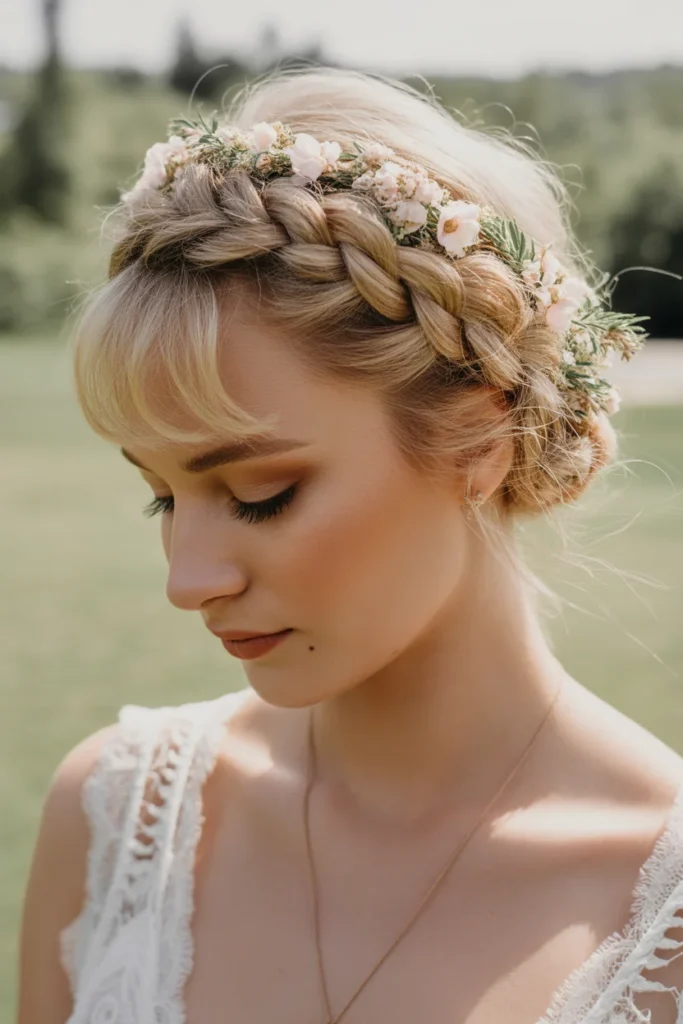 Braided Bangs with a Soft Updo
