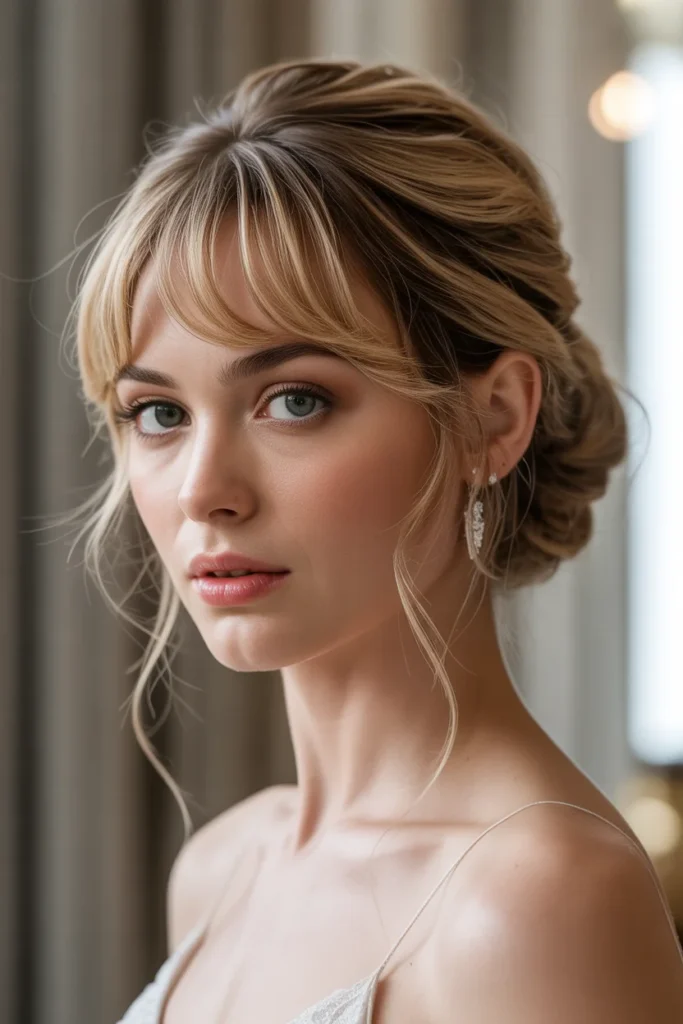 Wispy Bangs with Loose Updo
