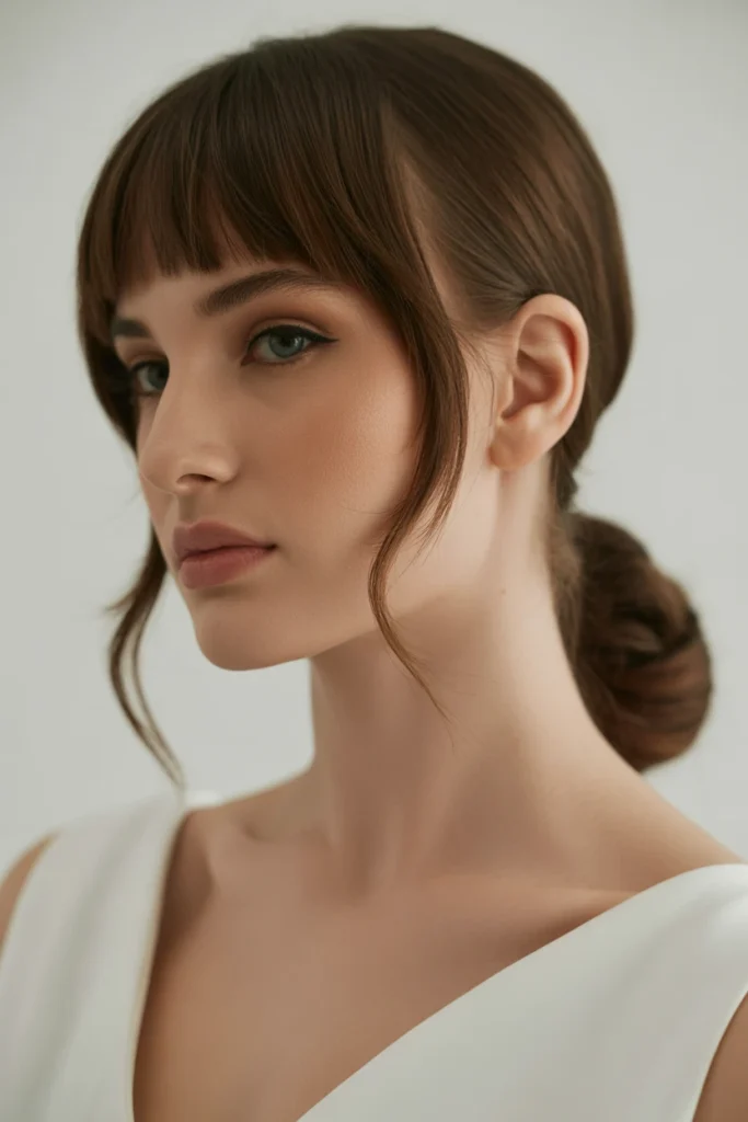 Asymmetrical Bangs with a Side Ponytail