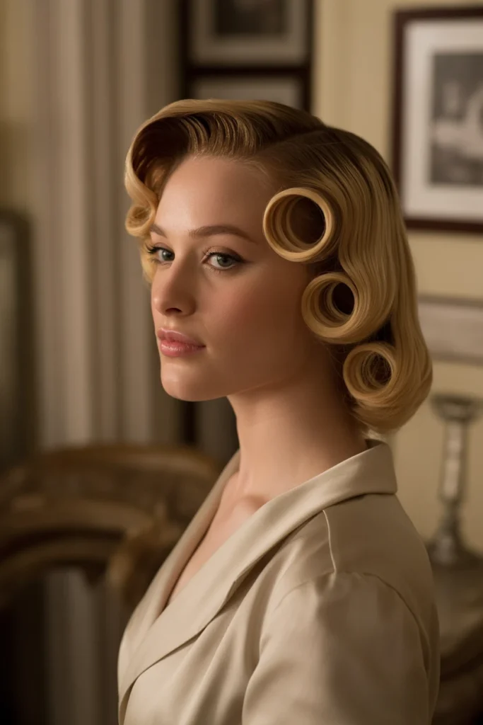 Vintage Pin Curls with Waves