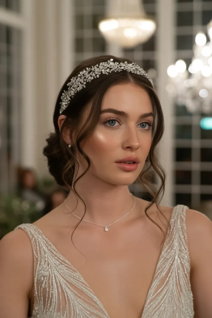 Loose Curls with a Crystal Headband