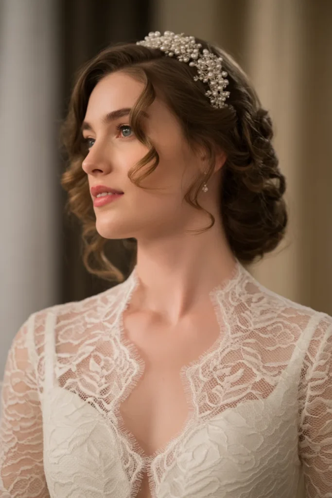 Loose Curls with a Pearl-Studded Comb
