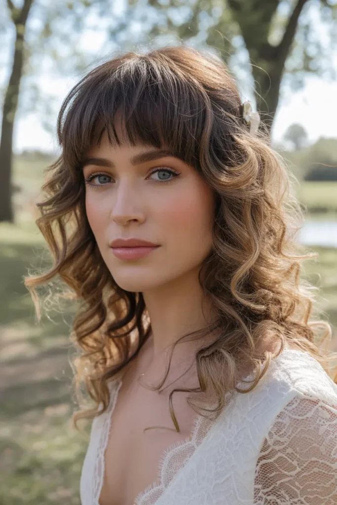 Curtain Bangs with Loose Curls