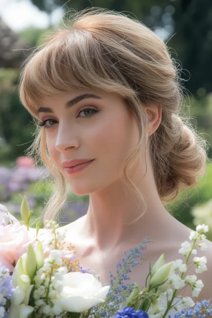 Soft Wispy Fringe with Half-Up Half-Down Style