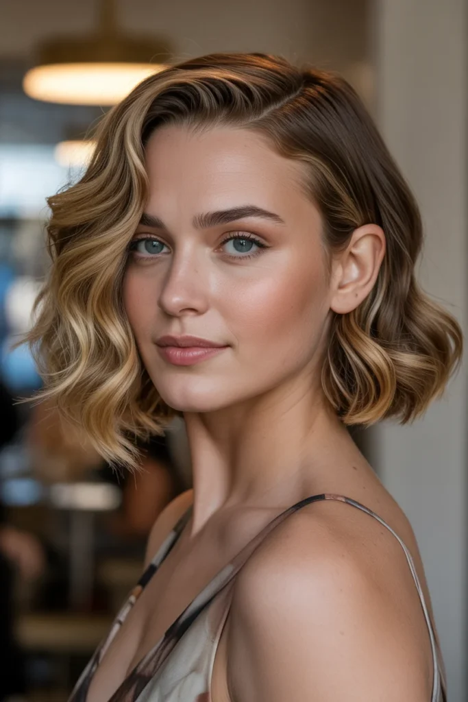 Wavy Side-Swept Bob