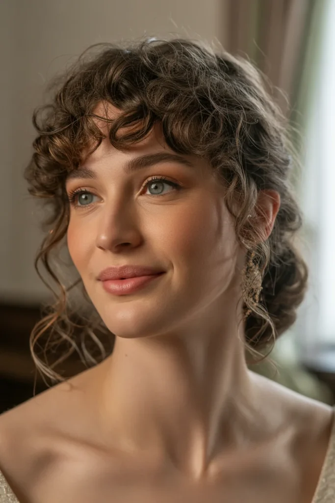  Curly Bangs with Soft Updo