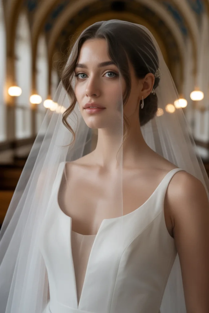 Loose Curls with a Veil