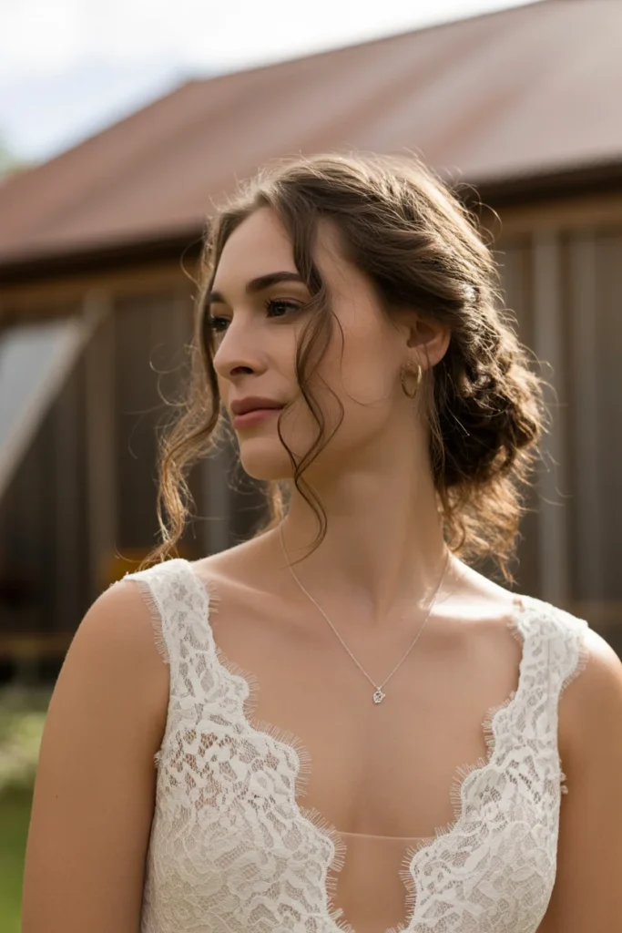 Loose Curls with a Messy Low Bun