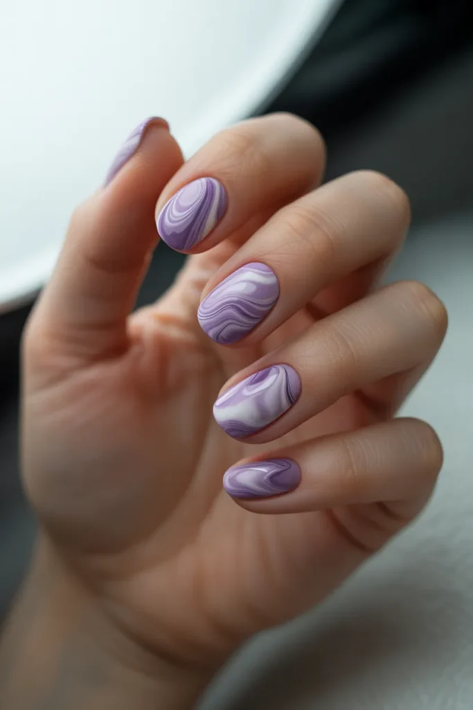 Lavender Marble Nails