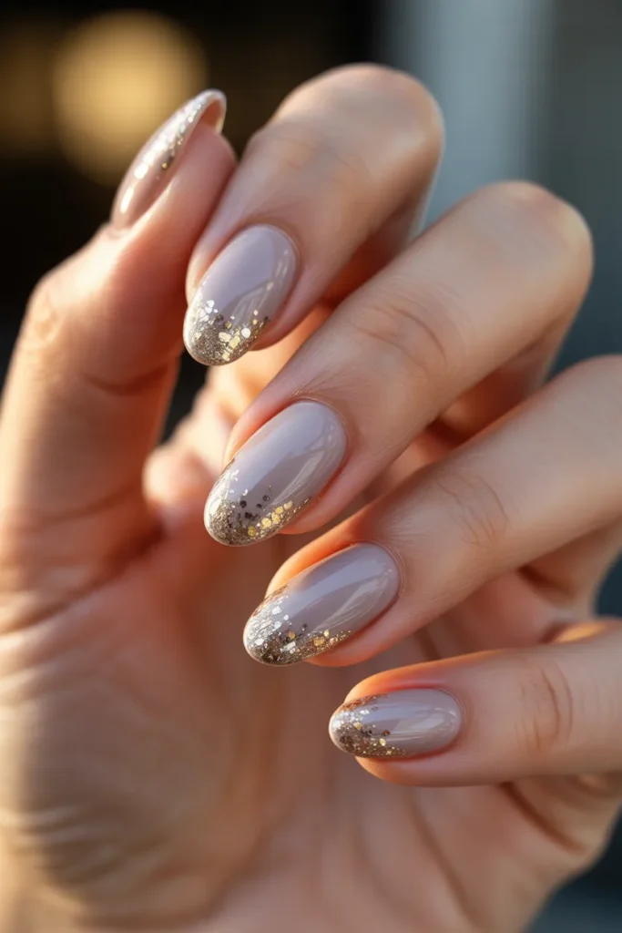 Light Taupe with Gold Glitter