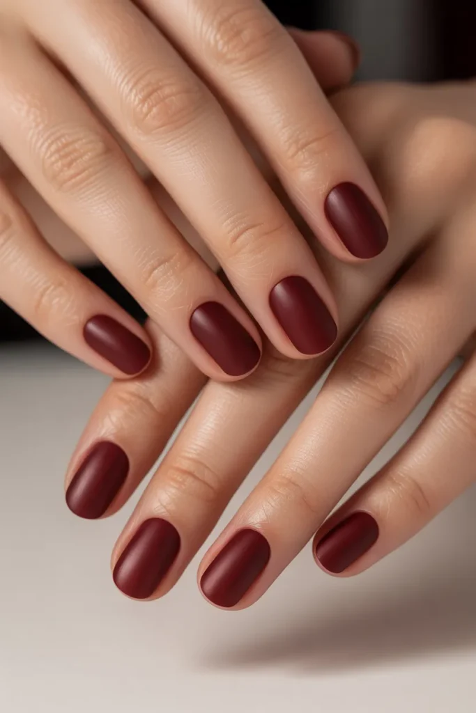 Matte Burgundy Nails