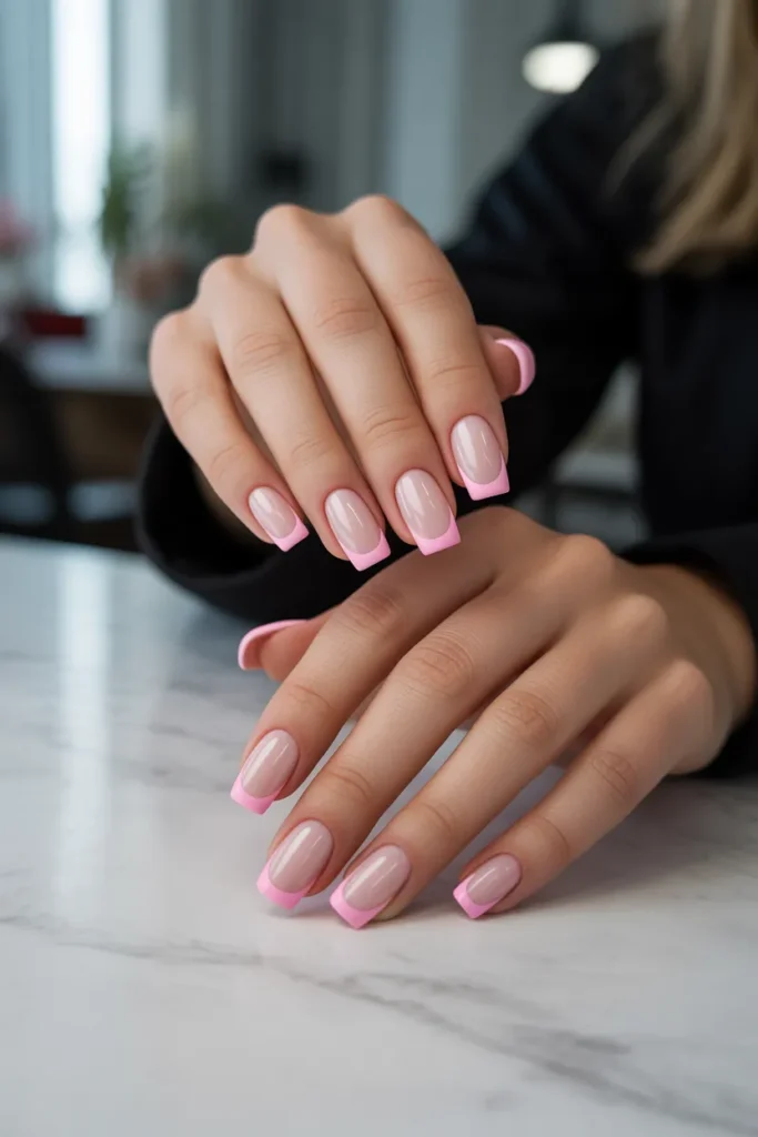 Matte Pink French Tips