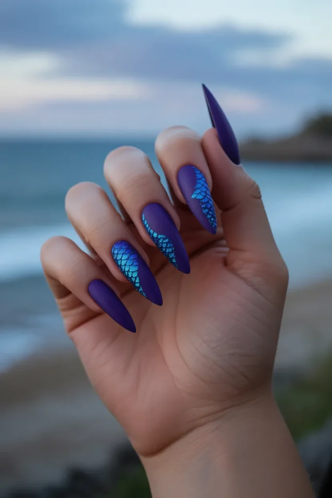 Matte Purple Scales with Sparkling Blue Accents