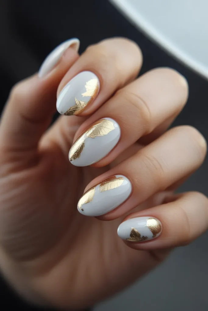 Matte White with Gold Leaf Accents