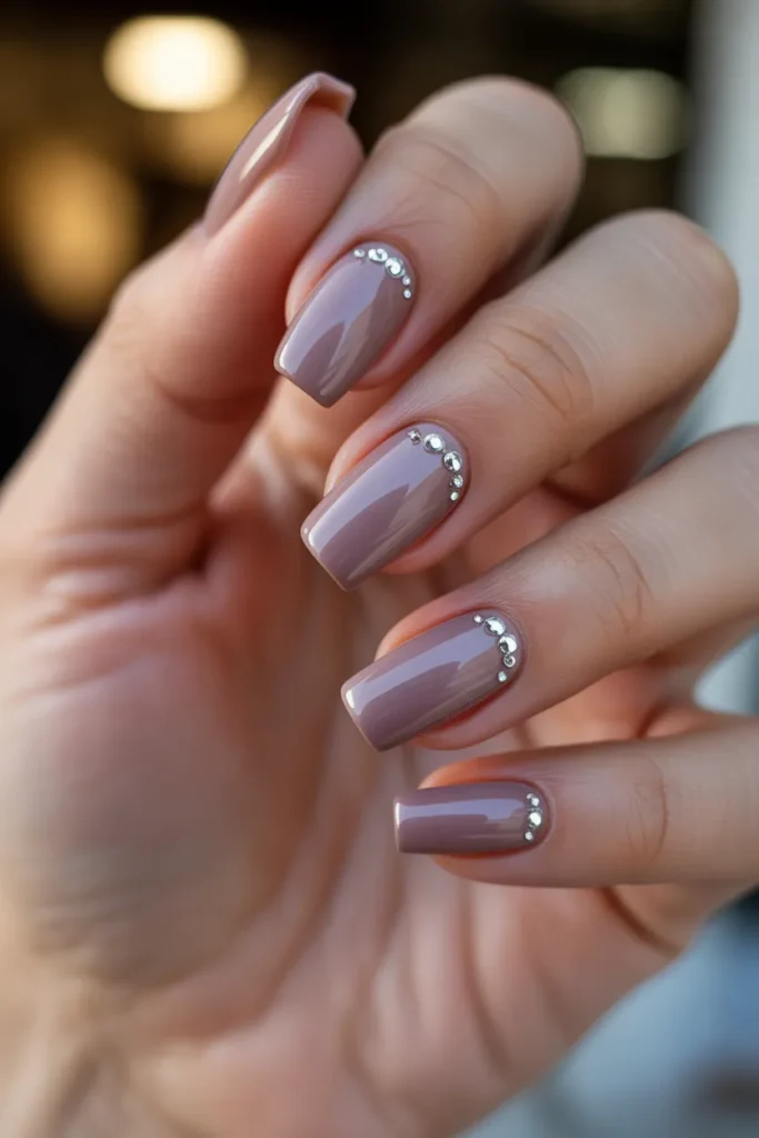Mauve Nude with Silver Rhinestones