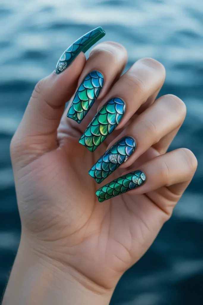 Mermaid Tail Scales with Silver Glitter