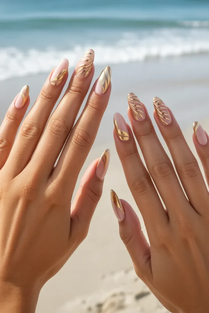 Metallic Gold Palm Leaves
