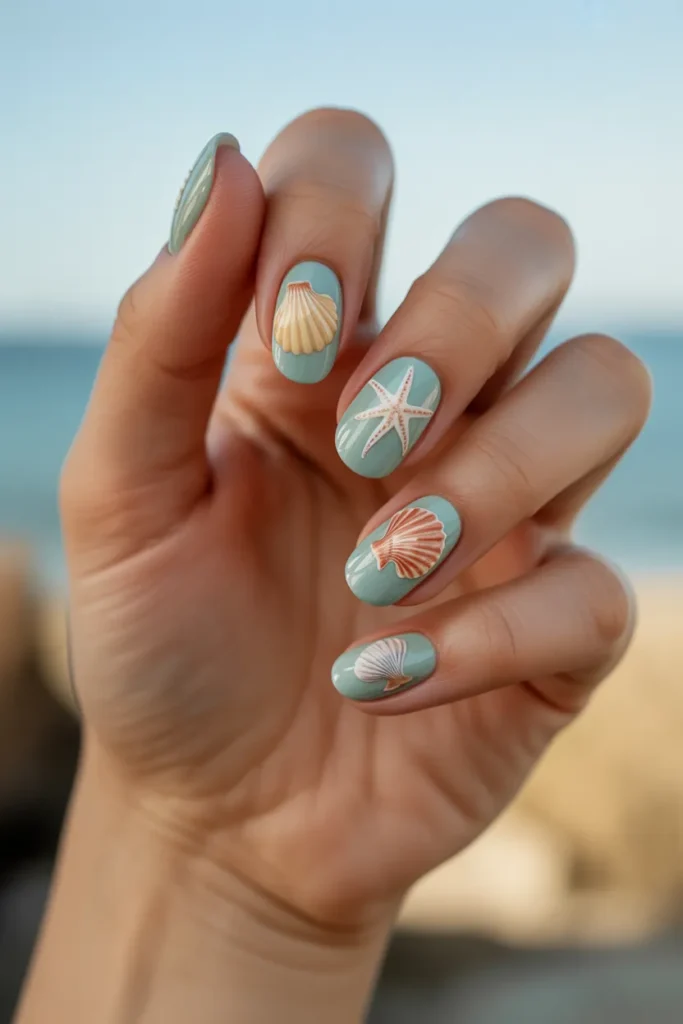 Mint Green with Seashell Embellishments