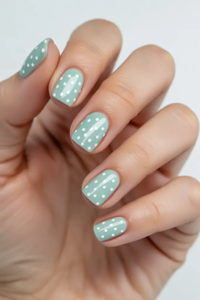 Mint Green with White Dots