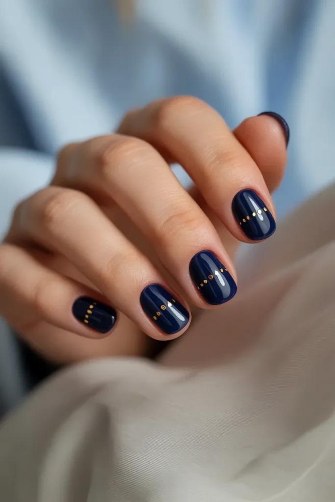 Navy and Gold Dot Detailing