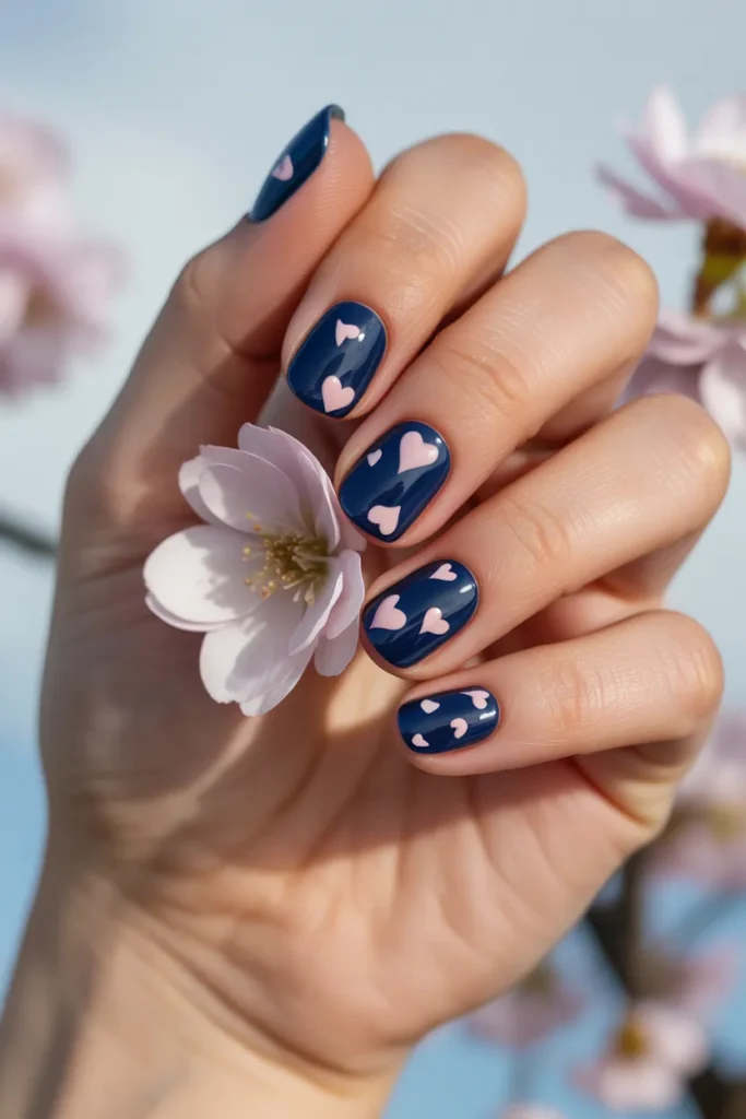 Navy and Pink Heart Accents