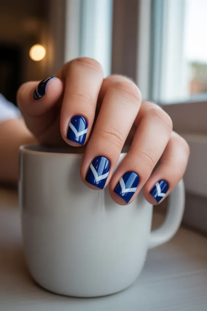 Navy and White Chevron Stripes