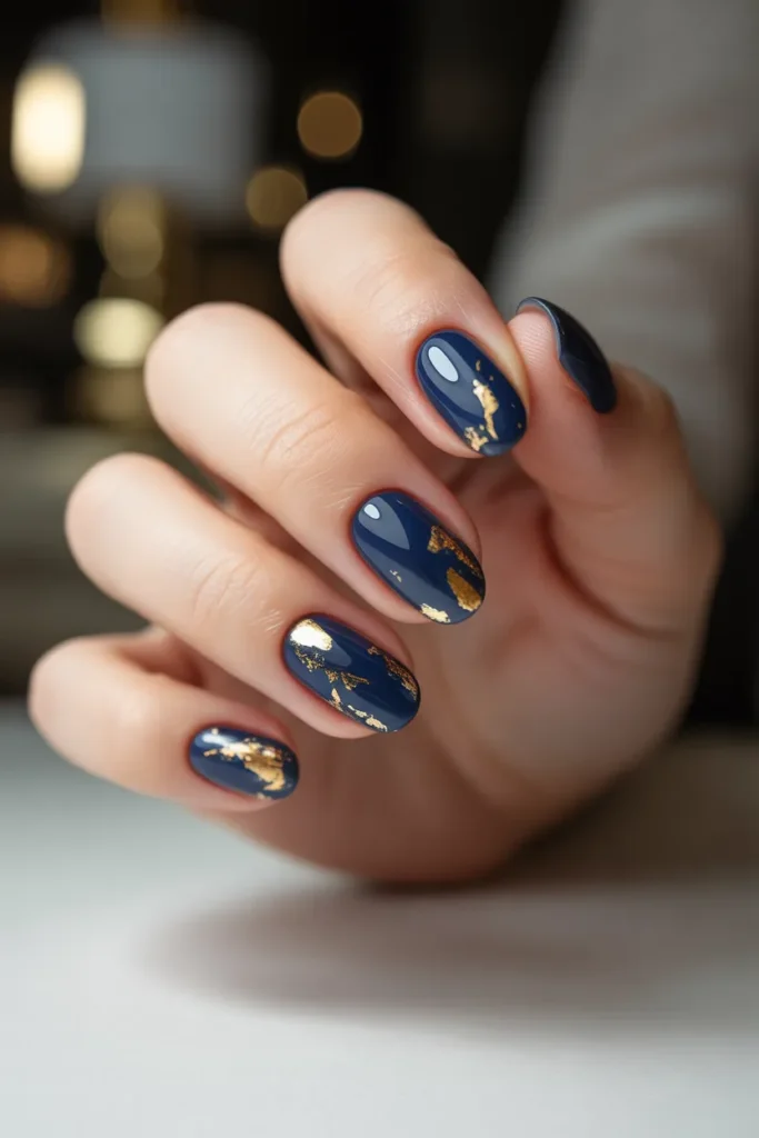 Navy with Gold Leaf Accents
